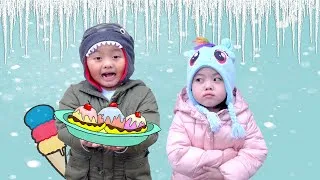 Thumbnail: Melody and Ivan Play with Ice Cream Toys  in a Crazy Snow Day!