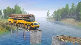 Thumbnail: Extreme Dangerous Liebherr Logging Truck vs Collapsed Wooden Bridge - MudRunner Challenge