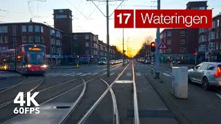 Thumbnail: Through the city at sunset | 🚊 HTM Line 17 | 4K Tram Cabview | 🇳🇱 The Hague | Siemens Avenio