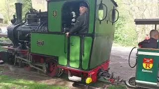 Thumbnail: Arrival of narrow gauge Feldbahn hauled by steam loco at Eiswoog (Ramsen, Pfalz, Germany)