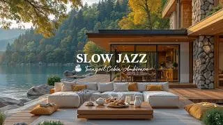 Thumbnail: Tranquil Outdoor Living Room In Early Morning | Slow Jazz In Calm Early Fall Lakeside Cafe To Relax