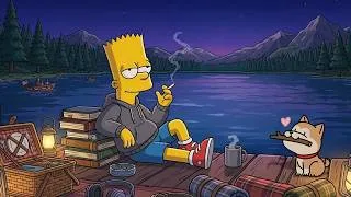 Thumbnail: Calm Lakeside Smoke 🌌🌙 Smooth Lofi Beats for Stress Relief & Overthinking