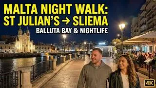 Thumbnail: St Julians Malta Street Walk to Sliema at Night - Things to do in Malta - Balluta Bay Malta 4K