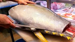 Thumbnail: Japanese Street Food - GIANT YELLOWFIN TUNA Sashimi Okinawa Seafood Japan