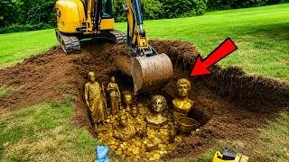 Thumbnail: “Unbelievable Discovery: Excavator Unearths Ancient Gold Statues & Treasure Hoard!”
