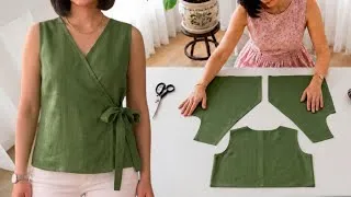 Thumbnail: Wow 🔥 A cool Wrap Blouse for hot summer without a pattern made from minimal fabric Sewing Secret