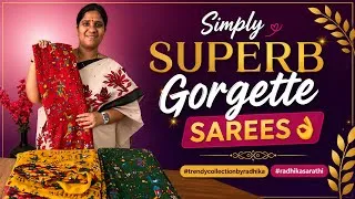 Thumbnail: ❤️Beautiful brightcolurs💛gorgette sareeswith small embroiderythread work#trendycollectionbyradhika 