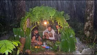 Thumbnail: First Bushcraft Camp by the River | Heavy Rain All Night in the Forest