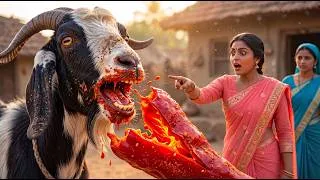 Thumbnail: 😱🌶️ GIANT Chilli + Stubborn Goat = Mirchi Bajji! 🐐🔥 #fantasy