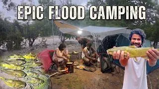 Thumbnail: EPIC FLOOD CAMPING! ⛈️ Giant Catfish Catch & Cook in Heavy Rain (We Caught So Many!)