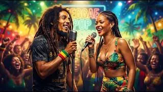 Thumbnail: Bob Marley × Rihanna 🌴 Happy Riddim ( Reggae Pop Fusion 2026 )