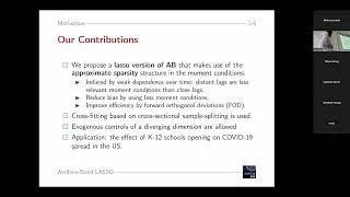 Thumbnail: [TRR 391] 2026-05-28 | Chen Huang | Arellano-Bond LASSO Estimator for dynamic linear panel models