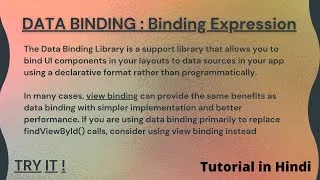 Thumbnail: DATA BINDING : Layout & Binding Expression | PART 2 | Android Development | IN HINDI