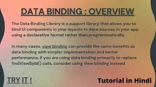 Thumbnail: DATA BINDING : Overview | PART 1 | Android Development | IN HINDI