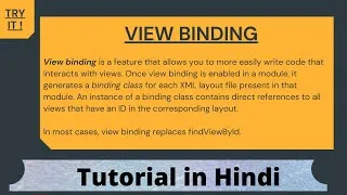 Thumbnail: VIEW BINDING : Easy & Important Concept | Android Studio | In Hindi