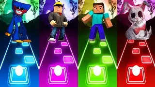 Thumbnail: Huggy Wuggy Free Huggs VS Roblox VS Minecraft VS Mr Hopps Poppy Playtime - Tiles Hop EDM RUSH!