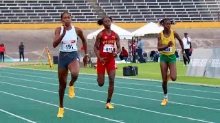 Thumbnail: Shanoya Douglas and Riquelme Reid dominates U20 100 at Carifta trials 2026