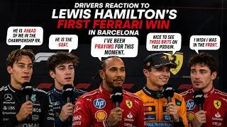 Thumbnail: Drivers Reaction To Lewis Hamiltons First Ferrari GrandPrix Win In Barcelona
