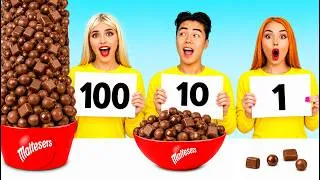 Thumbnail: 100 Layers of Food Challenge | Funny Giant vs Tiny Chocolate Tricks by Turbo Team