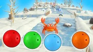Thumbnail: ❄️🎳 Kinetic Sand Bowling Ball Arctic adventure! Learn Sea Animals, Fruits & Numbers 1–100 🐬🍎