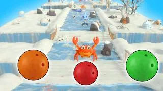 Thumbnail: ❄️🎳 Kinetic Sand Bowling Ball Ice Race! Learn Vegetables, Sea Animals & Common Items Binkie TV 🥕🐬