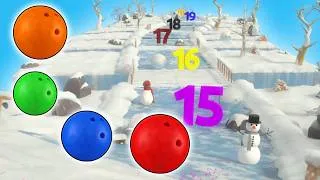 Thumbnail: ❄️🎳 Kinetic Sand Bowling Ball Ice Race! Learn Fruits, Animals & Numbers 1–100 🍎🔢 Binkie TV