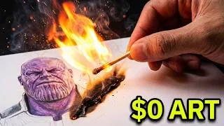 Thumbnail: Drawing Thanos with FIRE! 😱🔥