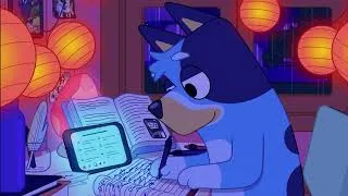 Thumbnail: Bluey Tokyo Night Lofi 🌃 12 Hours  Sleep, Study & Focus Music