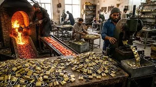Thumbnail: Amazing Padlock Manufacturing Process | Molten Brass & Copper Casting Factory 