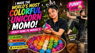 Thumbnail: I Made the WORLD’S MOST COLORFUL UNICORN MOMO with My Mom! 🌈🥟😂 | CRAZY KUNG FU & 1-HOUR JOURNEY!
