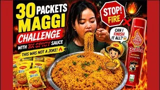 Thumbnail: I Tried Eating 30 PACKETS of Maggi Alone 🌶️🔥 with 3X SPICY SAUCE THIS WAS NOT A JOKE! 😱#mukbang 