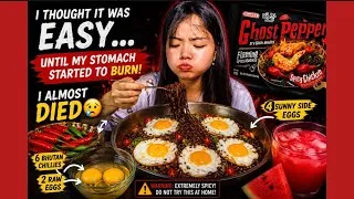 Thumbnail: I THOUGHT I COULD HANDLE GHOST PEPPER… UNTIL MY STOMACH STARTED BURNING! 🥵🔥| I ALMOST REGRETTED THIS