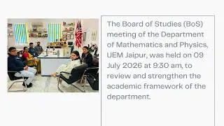 Thumbnail: Board of Studies Meeting | Department of Mathematics & Physics | UEM Jaipur