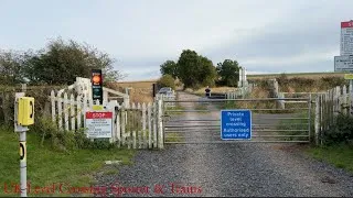 Thumbnail: Two Trains at Seggiehill Miniature Warning Light Crossing, Fife 