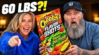 Thumbnail: "You Can't Waste Cheese, Brother!" Scottish Swedish Couple HONEST react to 60lbs of American Food!