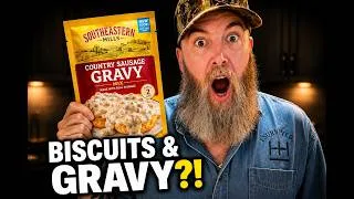 Thumbnail: First time tying Biscuits & Gravy!? BRITISH Couple react to Southern Breakfast! (Cooking show Ep:1)