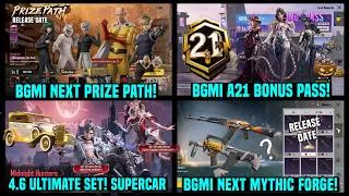 Thumbnail: BGMI PRIZE PATH ULTIMATE SET SUPERCAR / BGMI NEXT MYTHIC FORGE DATE / A21 BONUS PASS REWARDS