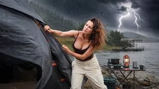 Thumbnail: 🌡️⛈️⛺ From 38°C Heat to Severe Storm | Swimming & Solo Camping by the Lake