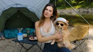Thumbnail: Solo Camping in 33°C Heat & Swimming in a Cold River 🌊🐕
