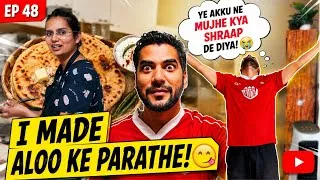 Thumbnail: I Made Aloo Ke Parathe in USA! 😋 | Funny Couple Talks, Indian Lunch & Desi Vlog | EP 48