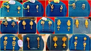 Thumbnail: 1 gram under gold tops earring design with weight🔥😍//lightweight daily use gold tops earring design✨