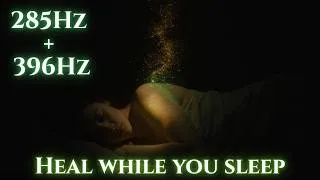 Thumbnail: 🌙 285Hz + 396Hz – Cellular Repair & Emotional Liberation | Black Screen Sleep Music for 50+ 🧬🕊️