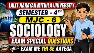 Thumbnail: 🔥LNMU B.A 4th Semester (MJC-6) Sociology | Top VVI Important Questions | Session 2024-28.