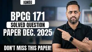 Thumbnail: IGNOU BPCG 171 Solved Question Paper Dec 2025 | General Psychology BPCG 171 Question Paper