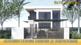 Thumbnail: Modern House Design Idea (8x10 meters) on 180 sqm lot with 4 bedrooms