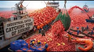 Thumbnail: A Historic Catch: A Close-Up of a Super-Trawler Hauling in Tons of Giant Shrimp at Sea