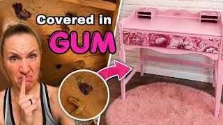 Thumbnail: This Vintage Desk Was Covered in Gum… Now it’s a Little Girl’s Dream | Furniture Makeover