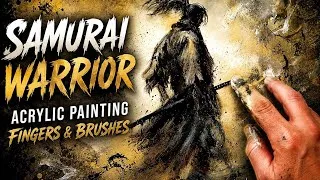 Thumbnail: Paint a Samurai with Your Fingers! ⚔️ Easy Abstract Acrylic Painting Tutorial
