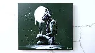 Thumbnail: Warrior of the Night | Dramatic Moonlight Acrylic Painting