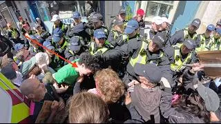 Thumbnail: Shocking moment policeman pulls man by his hair during Brighton protest
